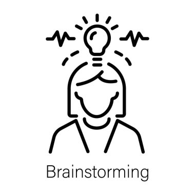 Premium line icon showing brainstorming