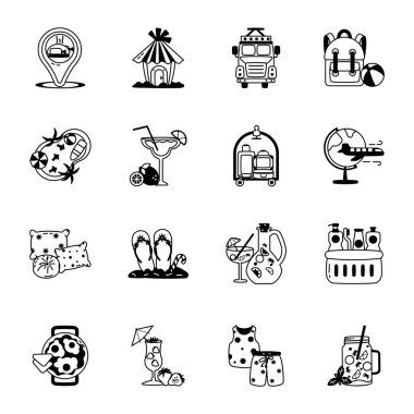 Seyahat ve Plaj Sembolleri Paketi