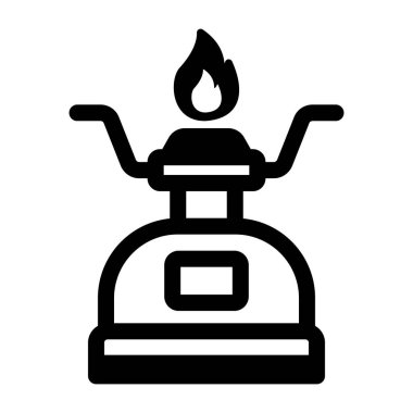 Kamp sobasını tasvir eden bir taslak stili simgesi