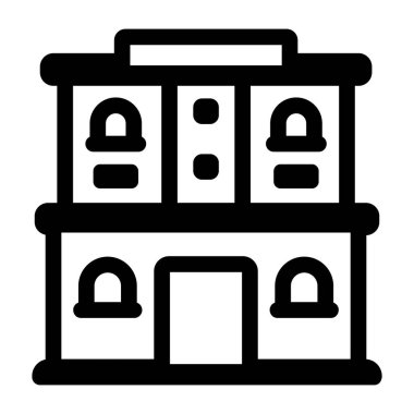 Bir otel binasını temsil eden kabartma biçiminde simge