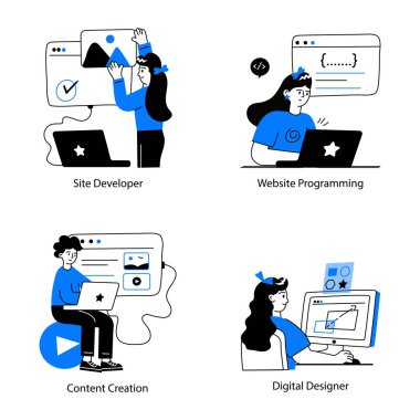 Web sitesi Geliştiricileri ve Tasarımcıları Doodle Mini Resimleri