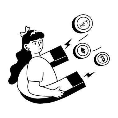 Bitcoin cazibesinin bu karalama mini çizimini yakala