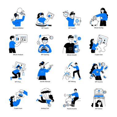 NFT Teknoloji Koleksiyonu Doodle Mini Çizimleri