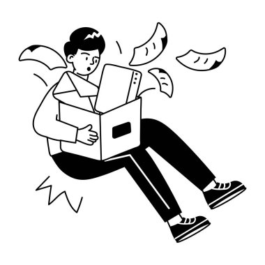 Düşen kağıtların modaya uygun küçük çizimi