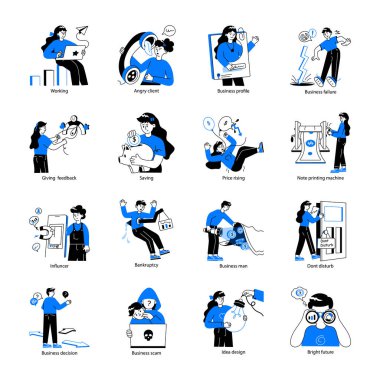 İş Dünyası El Çizimi Mini Resimler Paketi