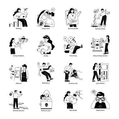 İş Dünyası El Çizimi Mini Resimler Paketi