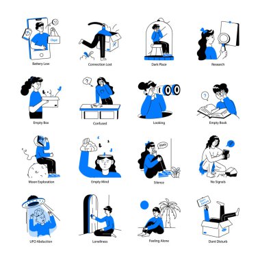 Boş Devletler 'in El Çizimi Mini Resimleri Koleksiyonu