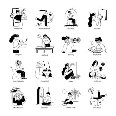 Boş Devletler 'in El Çizimi Mini Resimleri Koleksiyonu