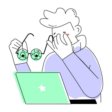 Kaşınan gözlerin karalama mini çizimini kullanmaya hazır