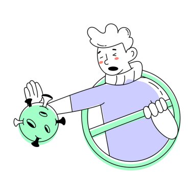 Virüs korumasının modern karalama mini çizimi