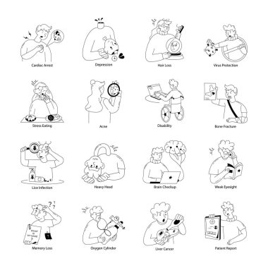 Bir Hastalık Paketi Doodle Mini Çizimleri