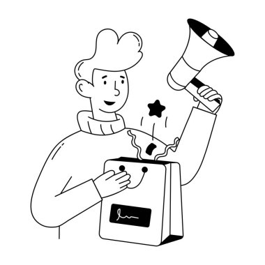 Ölçeklenebilir karalama mini illüstrasyon satış duyurusu