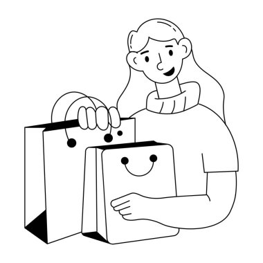 Alışveriş poşetlerinin küçük bir çizimi.