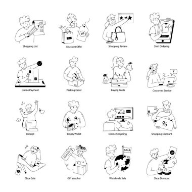 Son Alışveriş Koleksiyonu Doodle Mini Çizimleri