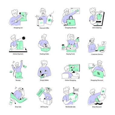 Son Alışveriş Koleksiyonu Doodle Mini Çizimleri