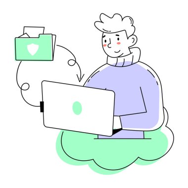 Bulut servis eli mini illüstrasyon çizdi