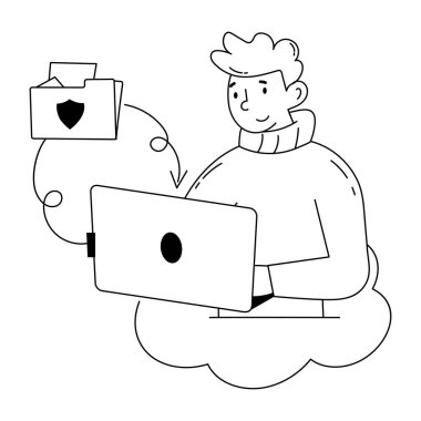 Bulut servis eli mini illüstrasyon çizdi