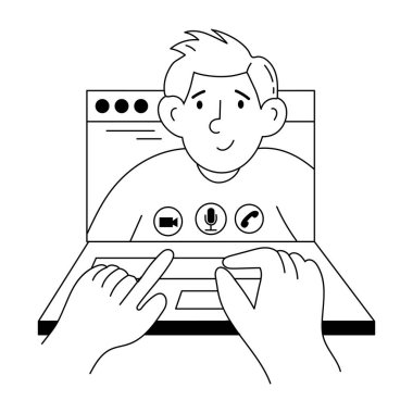 Video çağrısının karalama mini illüstrasyonunu kullanmaya hazır