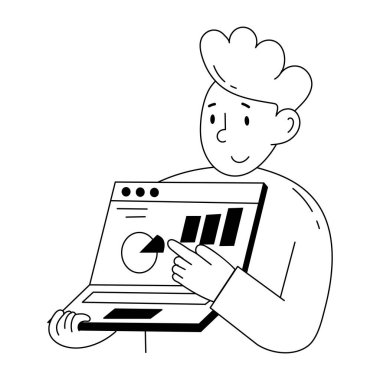 İş sunumu el çizimi mini illüstrasyon