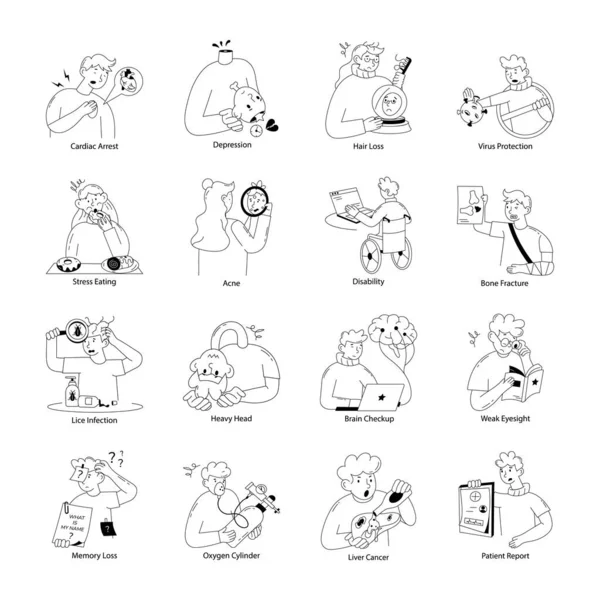 Bir Hastalık Paketi Doodle Mini Çizimleri