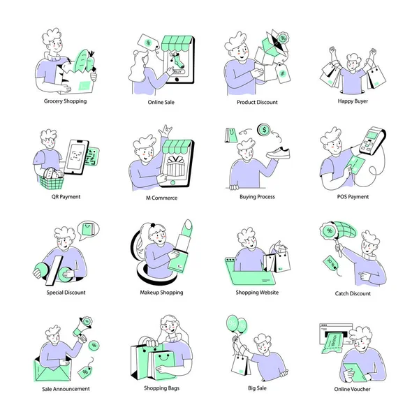 16 Etrade Doodle Mini Illustrations El Paketi