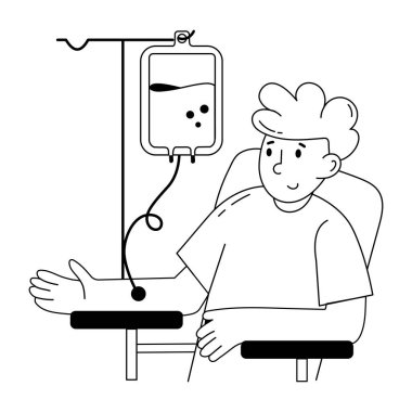 Kan bağışının küçük bir çizimi.