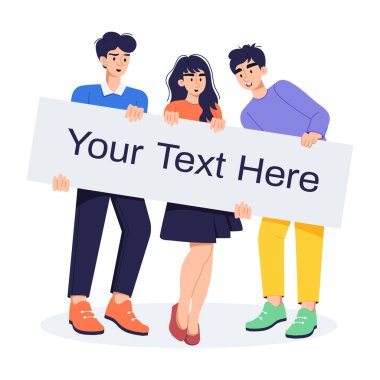 Elinde pankart olan insanların düz resimlerini çekelim.