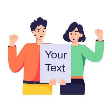 Protestocuların düz karakter çizimi burada.