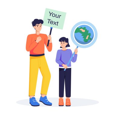 Çevre aktivistlerinin birinci sınıf düz çizimi