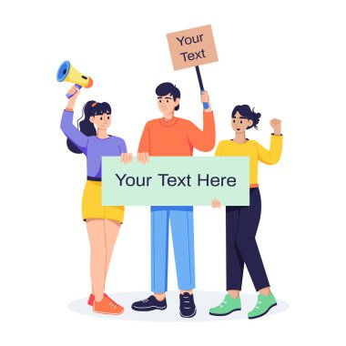 Ajitatörlerin modaya uygun düz karakter çizimi