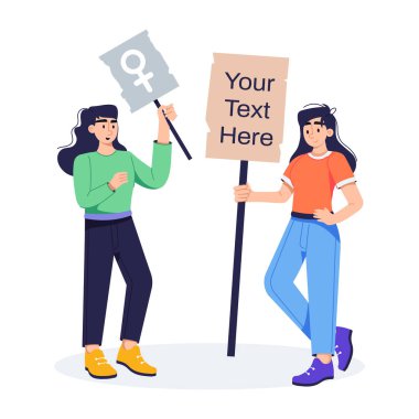 Kadın eylemcileri gösteren ölçeklenebilir düz çizimler