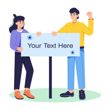 Protesto işaretinin düz illüstrasyonunu kullanmaya hazır