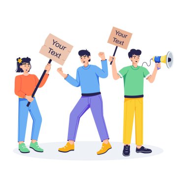 Protesto mitinginin iyi tasarlanmış düz bir çizimi