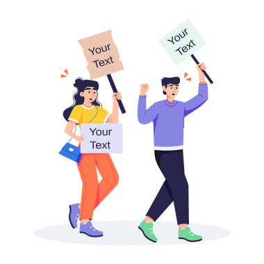 Yürüyüşçülerin bu düz karakter çizimini alın