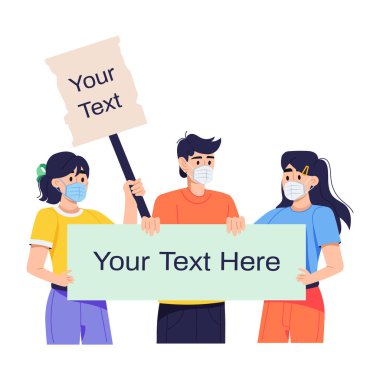 Bir sağlık protestosunun modern düz çizimi