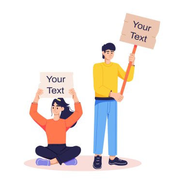 Pasif protestonun düz illüstrasyonunu kullanmaya hazır