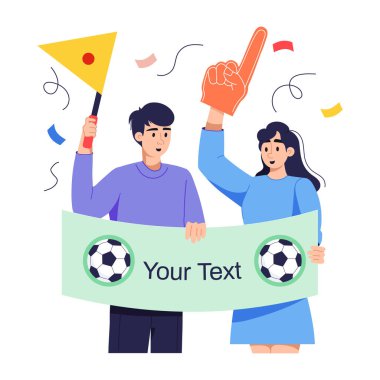 Spor hayranlarını anlatan düz bir illüstrasyon.