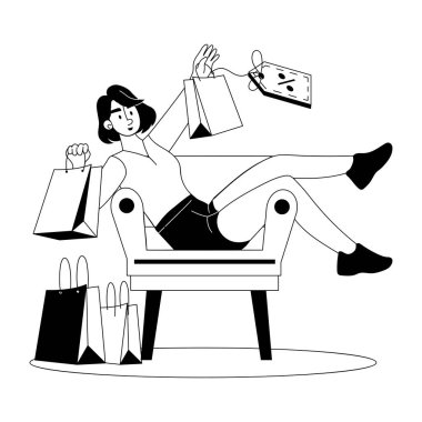 Satışları tasvir eden modaya uygun kabartma çizimi