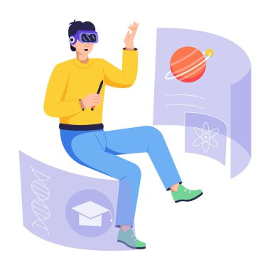 VR öğreniminin düz illüstrasyonunu kullanmak kolay