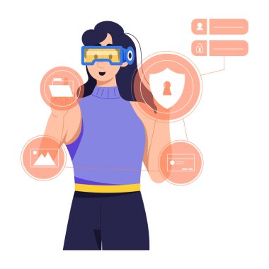 Siber güvenliğin düz resimli bir karakteri