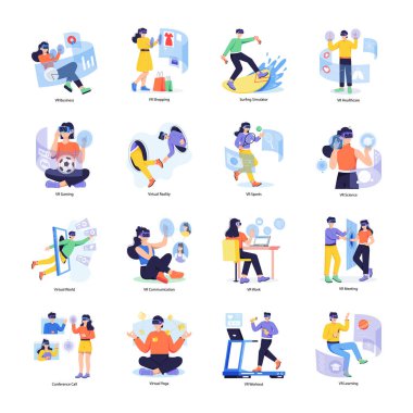 Sanal Gerçeklik Düz Çizimlerinin Koleksiyonu