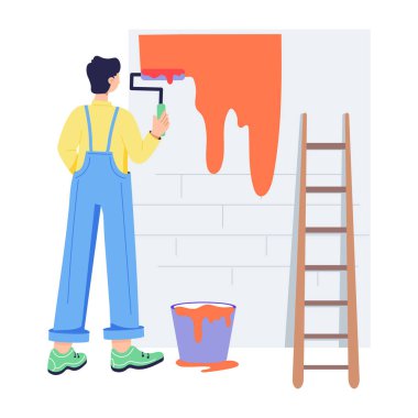 Ev boyacısının kullanışlı düz bir çizimi