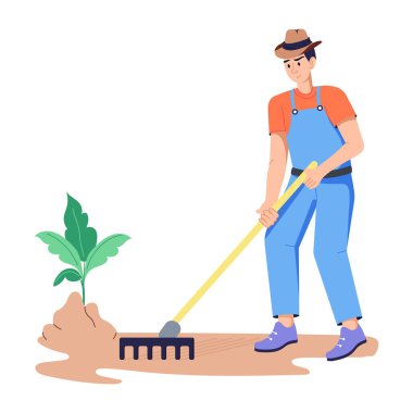 Çiftçinin bu düz çizimini tut.