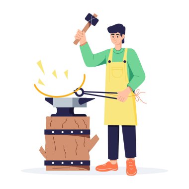 Demirci işçisinin düz çizimini kullanmaya hazır