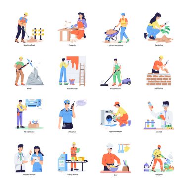 İşçi Bayramı Düz Çizimler Paketi