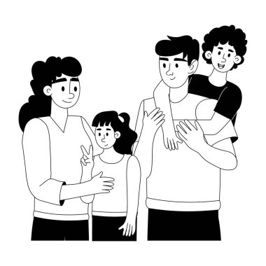 Irklar arası ailenin iyi tasarlanmış bir kabartması.