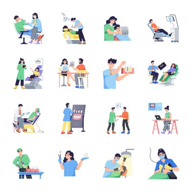 16 Düz Biçim Dişçi Etkinlikleri Seti