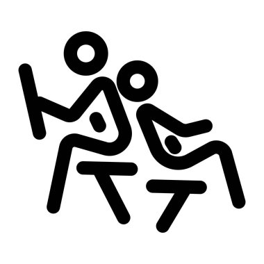 Bir karakterin arkadaşıyla dışarıda eğlendiğini gösteren bir taslak simgesi