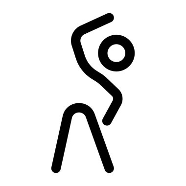 Esnek egzersiz yapan karakteri gösteren bir taslak biçim simgesi