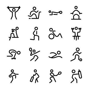 Doğrusal Stil Spor ve Spor Simgeleri Kümesi